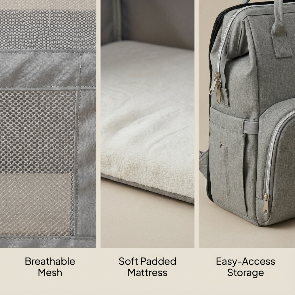 The Nella Nest Traveler – 3-in-1 Diaper Backpack & Portable Baby Bed