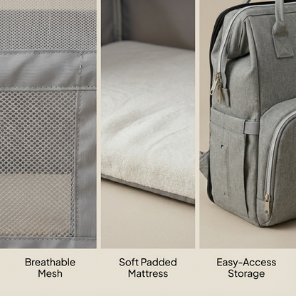 The Nella Nest Traveler – 3-in-1 Diaper Backpack & Portable Baby Bed